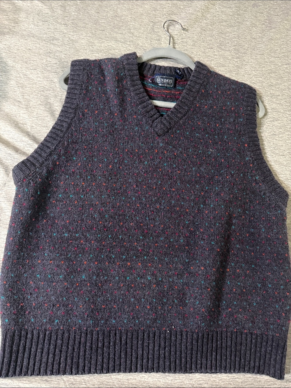 sundays Charcoal Speckled V-Neck Sweater Vest
